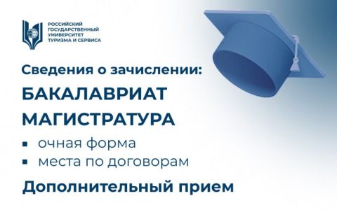 Сведения о зачислении на программы бакалавриат и магистратуры  (очная форма, дополнительный прием, места по договорам)