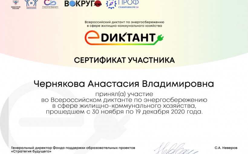 Наши студенты приняли участие во всероссийском диктанте по энергосбережению 