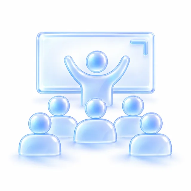 Преподаватель проводит занятие для группы слушателей